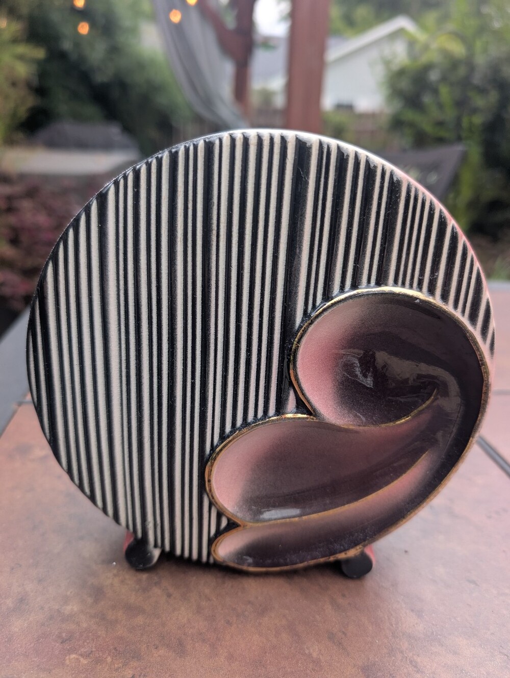 Vintage 1950's Royal Copley mid-century ceramic planter "Riddle" Pattern.